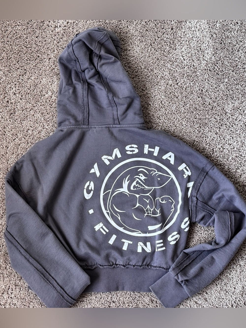 Gymshark Gray Cropped Full-Zip Hooded Jacket